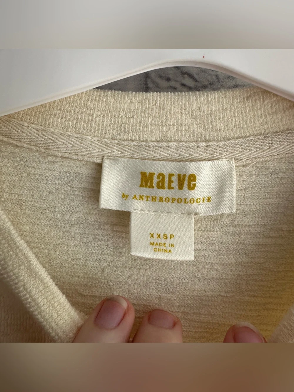 PREOWNED MAEVE ANTHROPOLOGIE TEXTURED IVORY PUFF SLEEVE BLOUSE XXSP